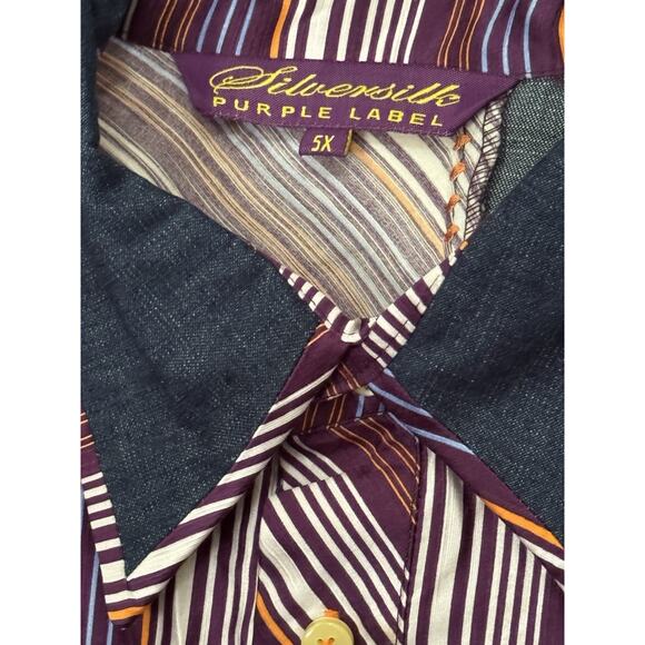Silversilk 5x Purple Label 80% Silk Long Sleeve Shirt Purple Denim Blue XXXXXL - Picture 5 of 6